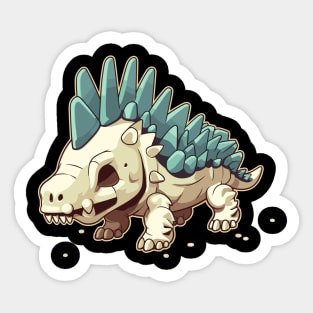 Scary Chibi Stegosaurus Isometric Dinosaur monster Sticker